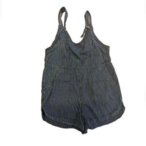 American Eagle Women’s Blue White Pinstripe Lightweight Denim Shortalls Romper M